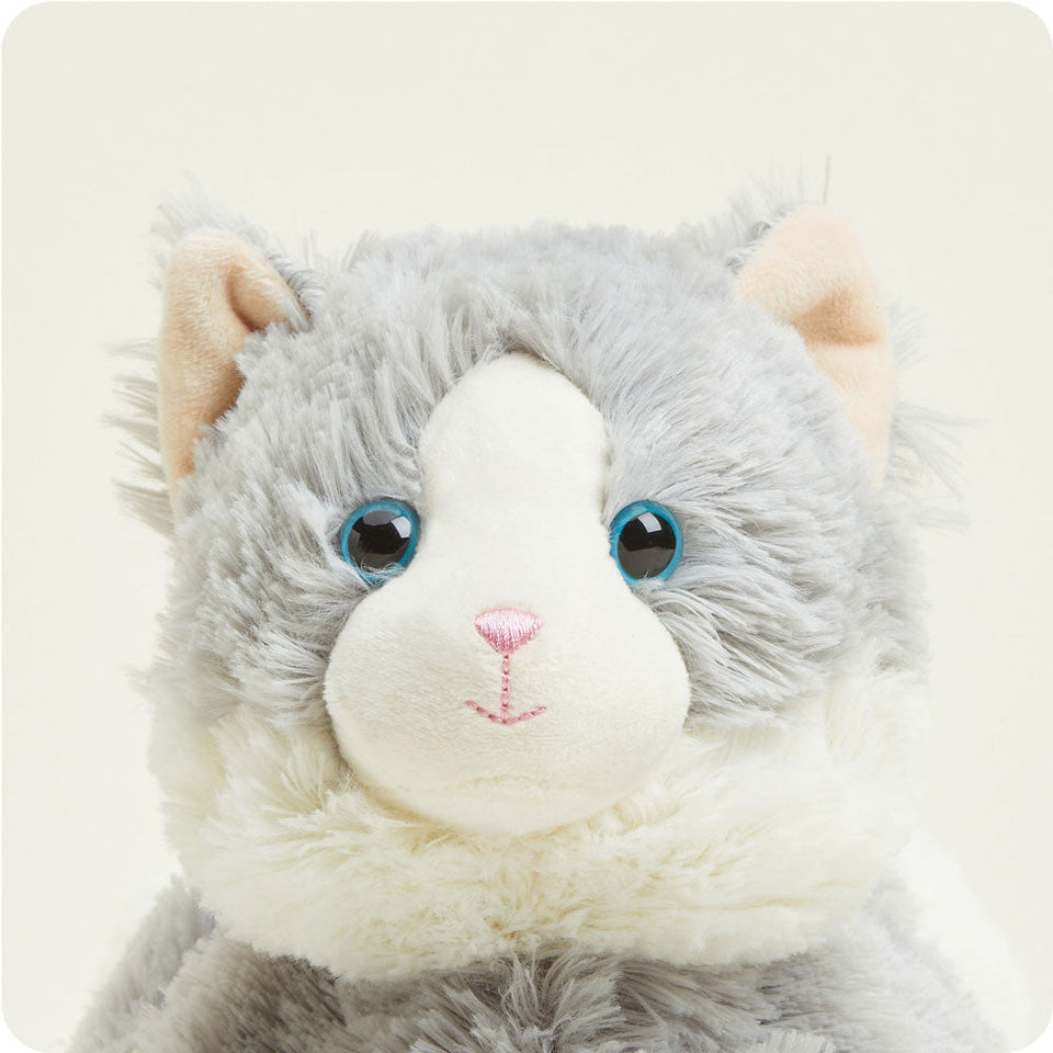 Laying Down Gray Cat Warmies - Gentle Cozy Essential